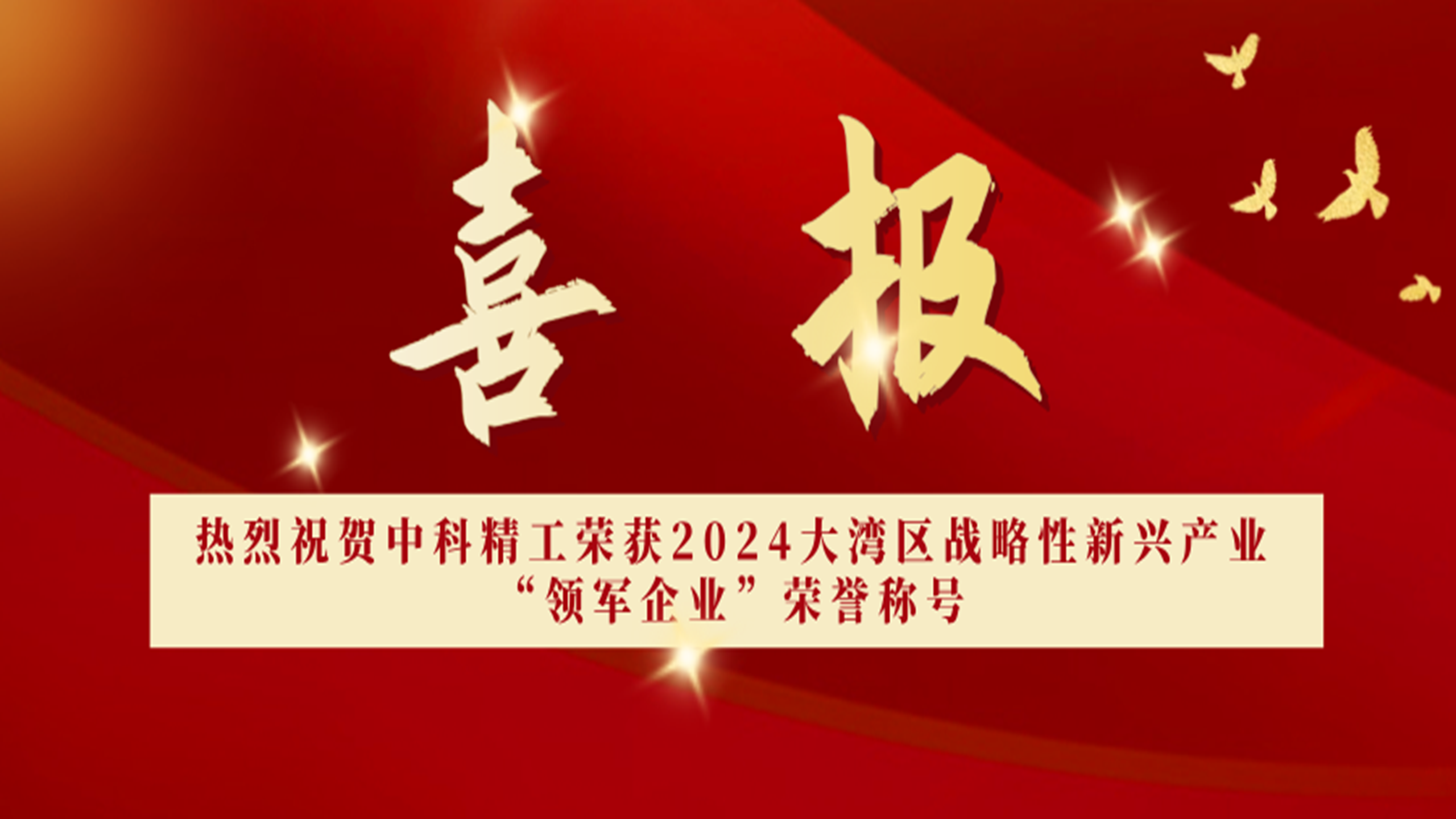 热烈祝贺中科精工荣获2024大湾区战略性新兴产业“领军企业”荣誉称号